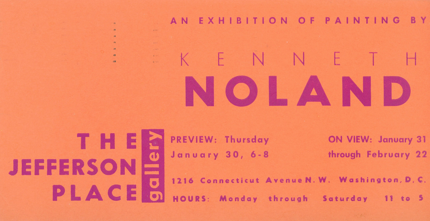 Announcement card for Kenneth Noland, 1958, at Jefferson Place Gallery