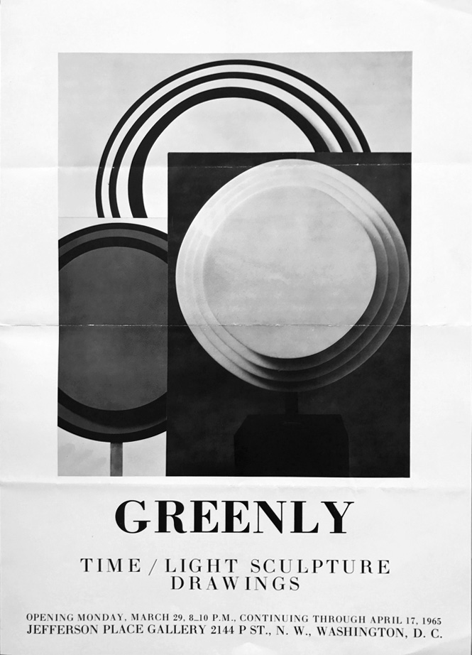 Announcement flier for Colin Greenly at Jefferson Place Gallery, 1965
