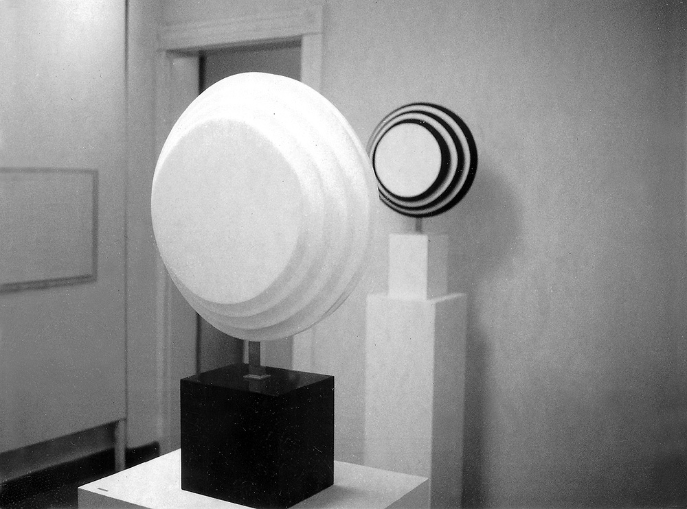 Installation view of Colin Greenly sculptures at Jefferson Place Gallery, 1965