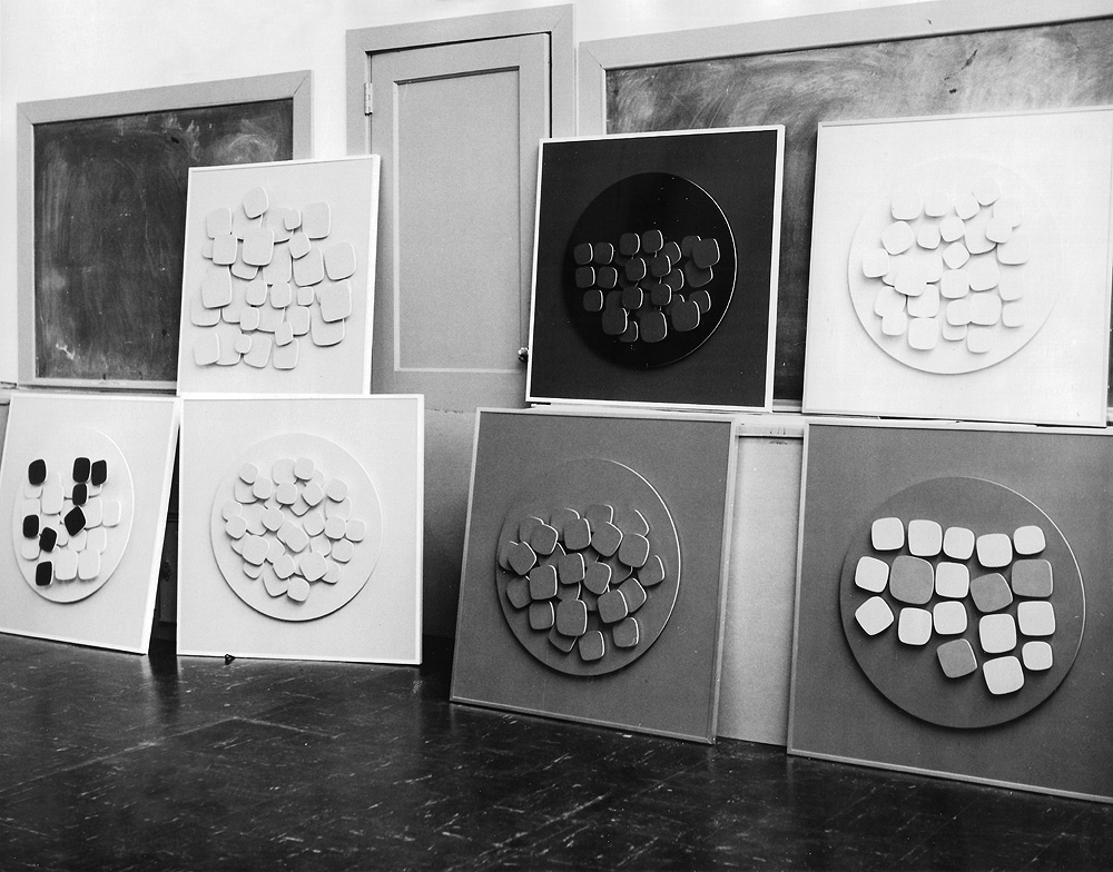 Photo of relief sculptures by Colin Greenly, 1962-63