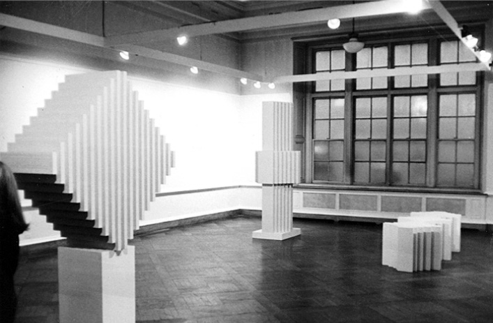 Colin Greenly sculpture install photo at Henri Gallery, 1969