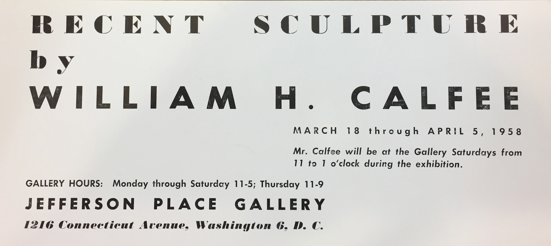 William Calfee 1958 Jefferson Place Gallery 