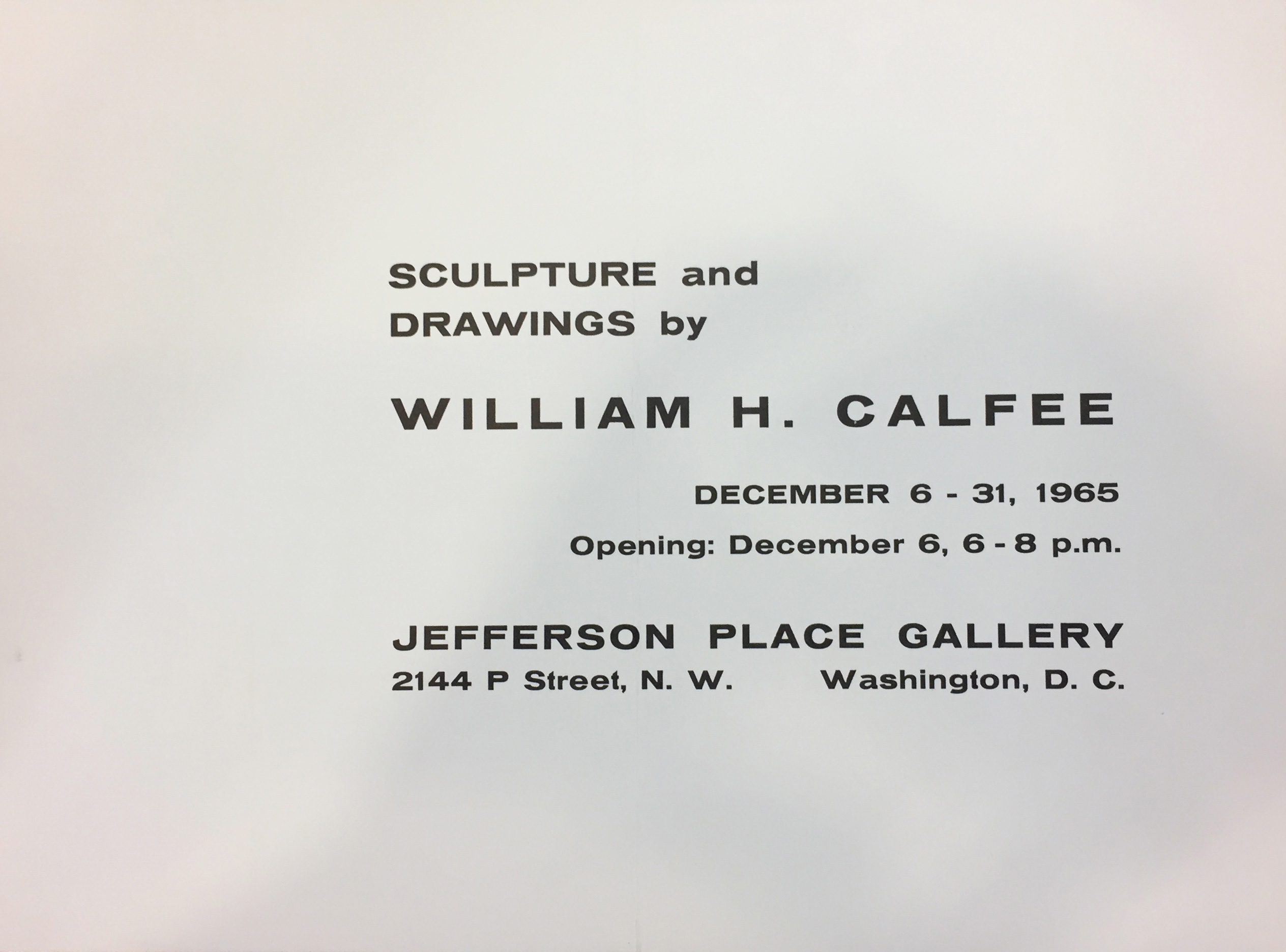 William Calfee 1965 exhibit announcement