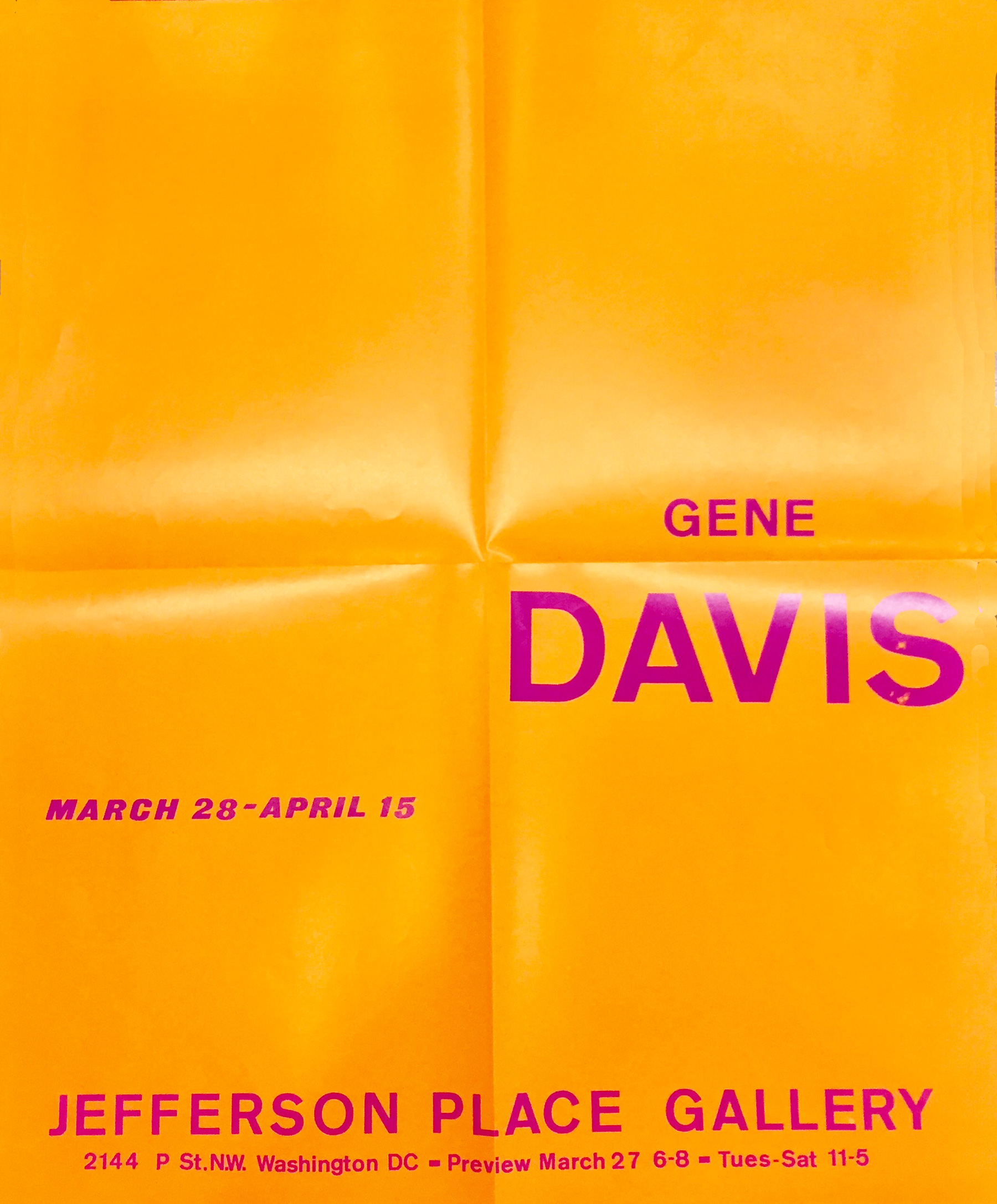 Announcement flier for Gene Davis at Jefferson Place Gallery