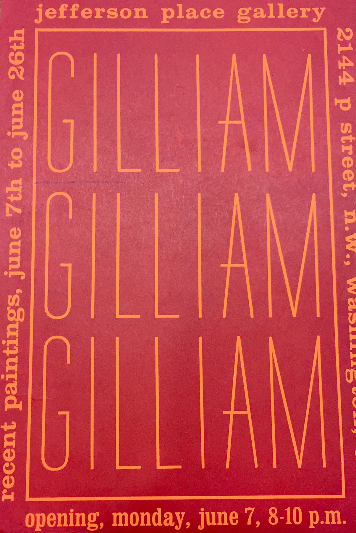 Announcement card for Sam Gilliam 