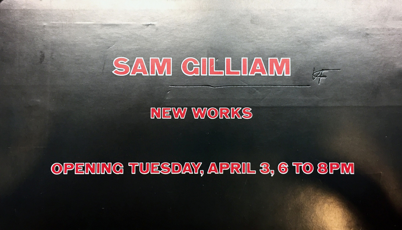 Announcement card for Sam Giliam 