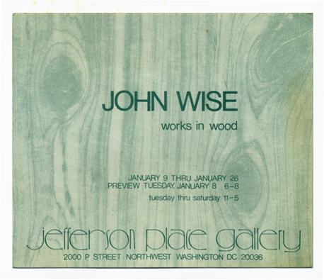 Announcement flier for John Wise at Jefferson Place Gallery, 1970