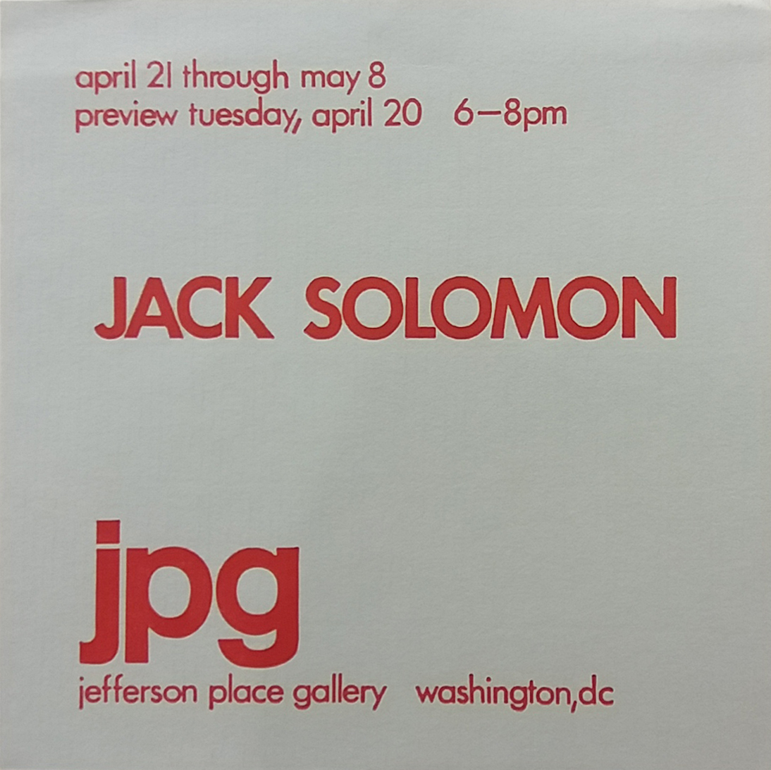 Jack Solomon, Exhibition Announcement, 1971
